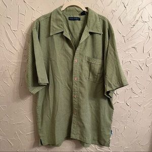 90s Y2K Raw Edge Green Rayon Blend Button Up Shirt Skateboarder Oversized